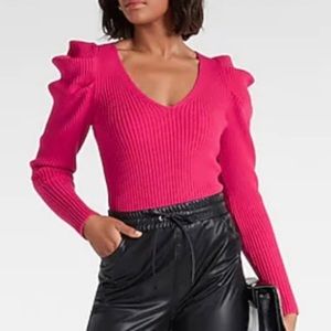 NWT Express Puff Shoulder V Neck Sweater Size Small
